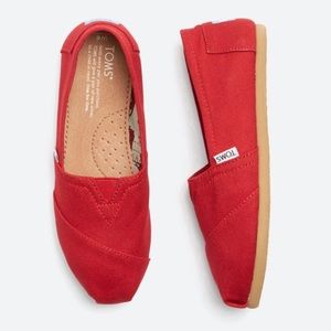 Red TOMS Classic Alpargata 1.0 Solid Canvas Flat
